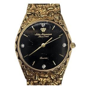 Vintage JULES JURGENSEN 7208 Gold tone Nugget Diamond Men's WristWATCH